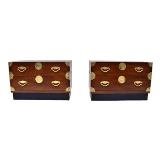 1970s Henredon Chinoiserie Tansu Commodes in Mahogany & Brass For Sale