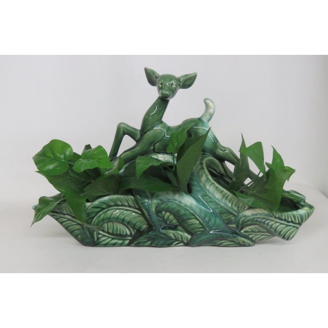 Mid-Century Modern 1950s Mid Century Modern Phil Mar Deer Tv Lamp Planter Green Ceramic Works 4501b For Sale - Image 3 of 15