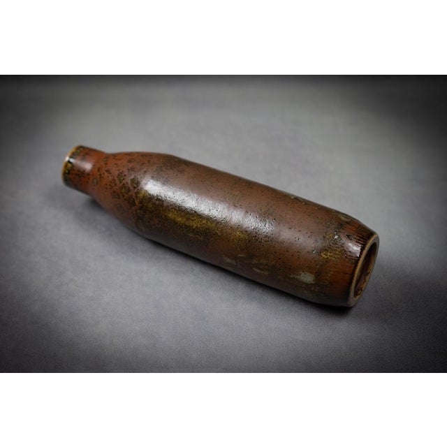 Bottle Vase in Mottled Brown Glazed Stoneware by Carl-Harry Stålhane for Rörstrand, Sweden, 1960 For Sale - Image 12 of 16