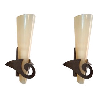 20th Century Murano Sconces With Iron, a Pair For Sale