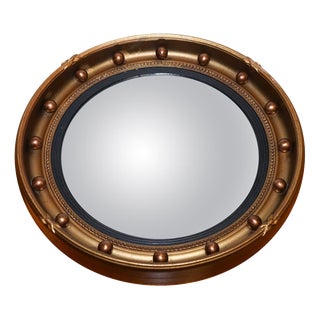 Antique Convex Gilt Wood Butler's Wall Mirror, 1920s For Sale