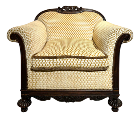 Lounge Chair in Carved Mahogany