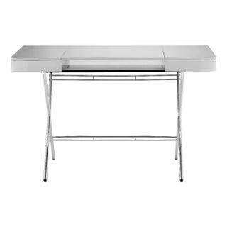 Cosimo Desk with Grey Glossy Lacquered Top & Chrome Frame by Marco Zanuso Jr. for Adentro For Sale
