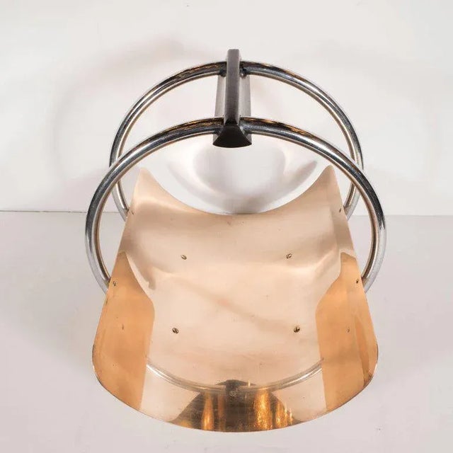 1930s American Art Deco Machine Age Log Holder in Chrome and Copper by Leslie Beaton For Sale - Image 5 of 11