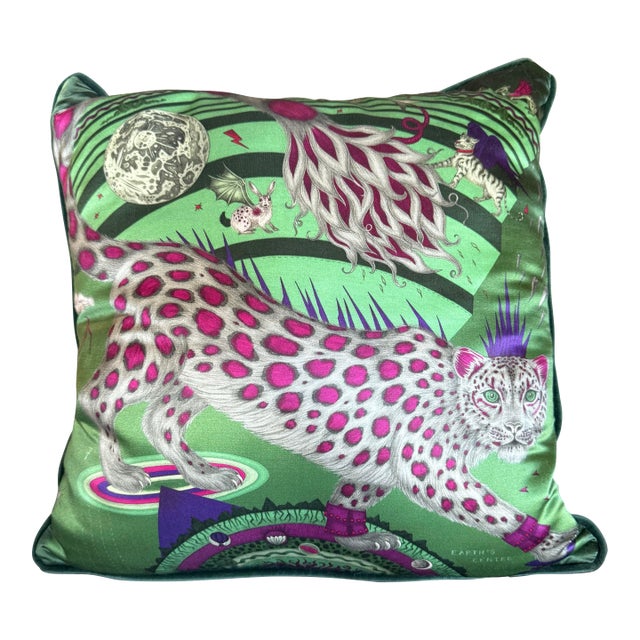 Emma Shipley Snow Leopard Velvet Decorative Pillow For Sale