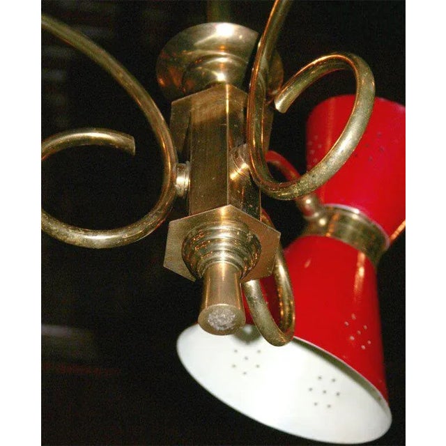 Red Three-Light Chandelier For Sale - Image 8 of 9