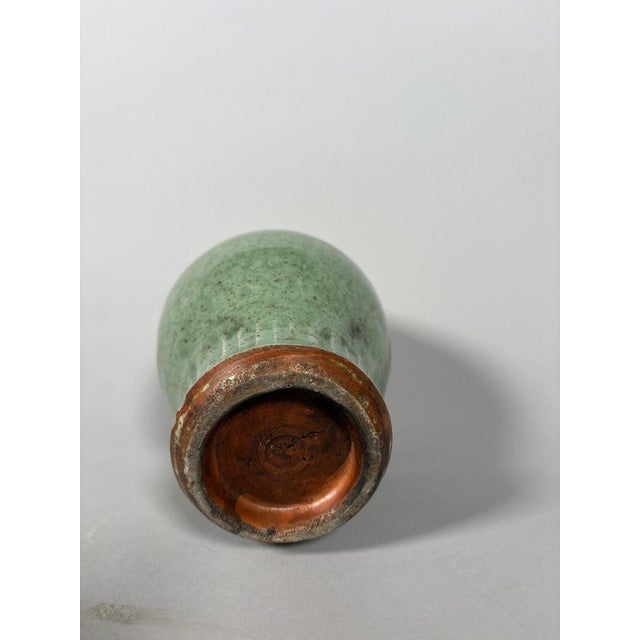 Celadon stoneware vase Longquan Yuan-Ming Dynasty For Sale - Image 6 of 7