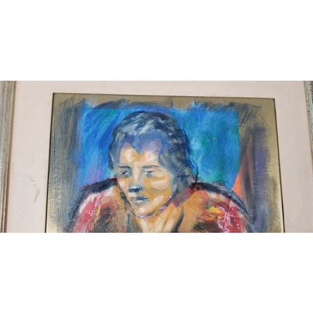 Wood 1991 Mario Salcedo Abstract Female Portrait Painting For Sale - Image 7 of 13