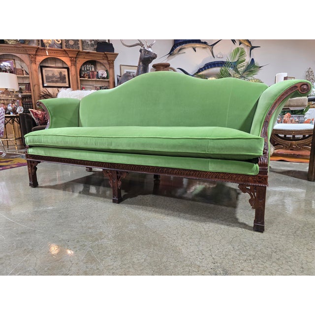 Hickory Chair Furniture Company 1960s Velvet Camelback Sofa of the James River Collection by Hickory Chair For Sale - Image 4 of 18