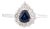 VRJewels Pear Cut Blue Sapphire Diamond Halo Ring Size 8 in 14k Solid Gold For Sale