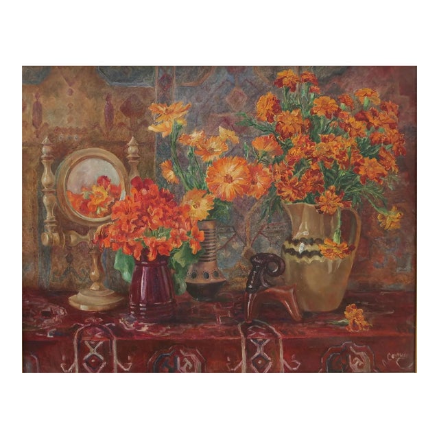 Vintage Floral Oil Painting, Still Life, Soviet Ukrainian Art 53-67 For Sale