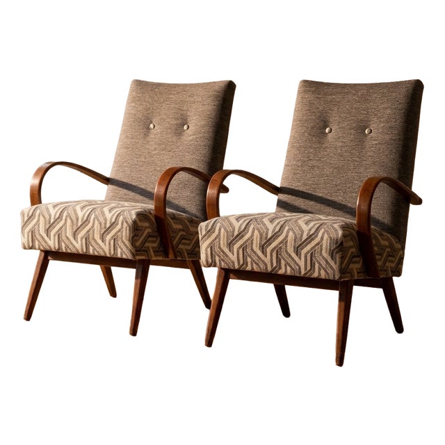Bentwood Lounge Chairs by Jaroslav Šmídek, Czechoslovakia, 1950s, Set of 2 For Sale