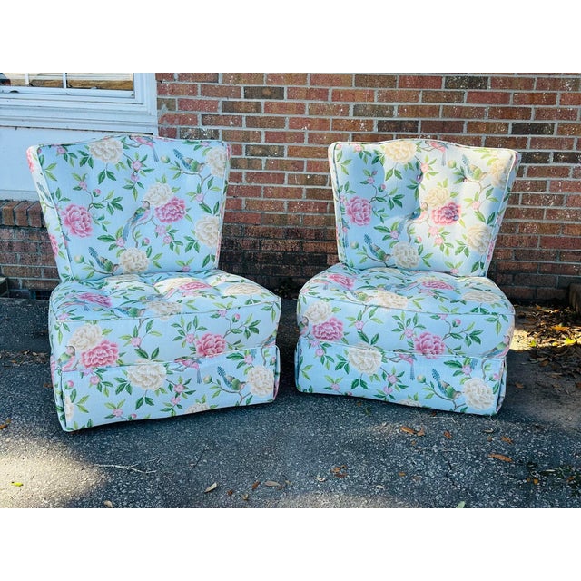 Vintage Slipper Chairs, Newly Upholstered For Sale - Image 9 of 9