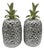 Pair Large 13.5" Silver Italian Ceramic Pineapple Canister Pottery Jars Green Lid For Sale