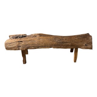 Andrianna Shamaris Teak Wood Log Style Bench For Sale