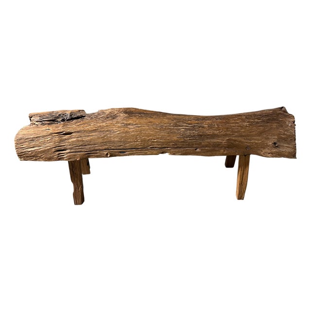 Andrianna Shamaris Teak Wood Log Style Bench For Sale