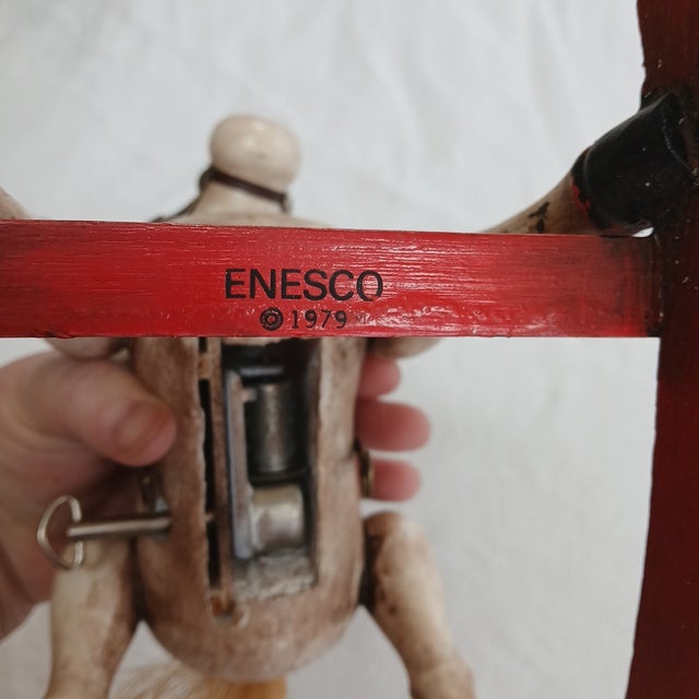 1979 Enesco Musical Wooden Rocking Horse Music Box Toy Land Works Repaired For Sale - Image 12 of 12