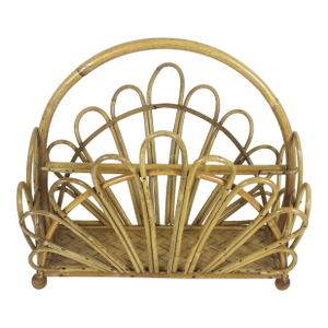 Vintage Fan Style Bent Bamboo Magazine Rack Holder