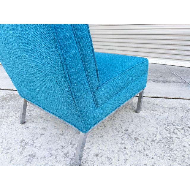 Pair of Mid-Century Chrome Slipper Lounge Chairs Styled After Knoll, 1960s For Sale - Image 14 of 14