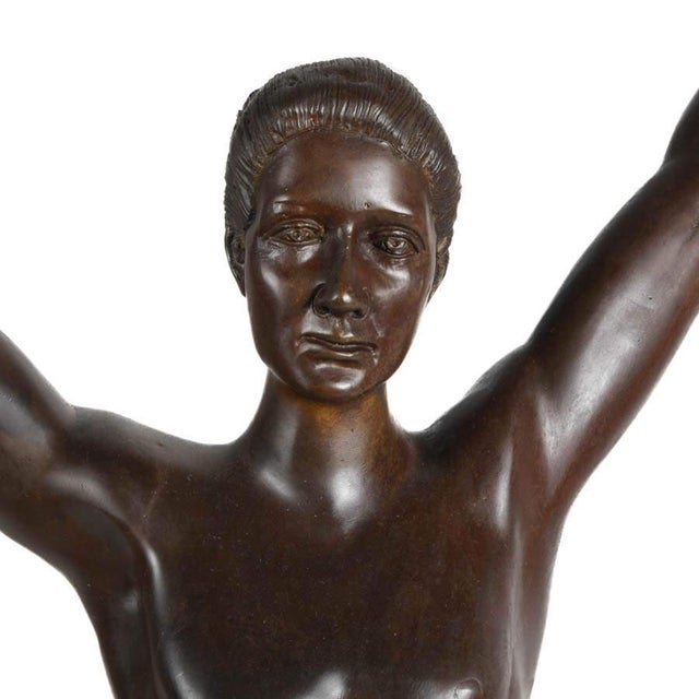 Metal Expressive Bronze Sculpture of Dancing Couple With Rich Patina For Sale - Image 7 of 9