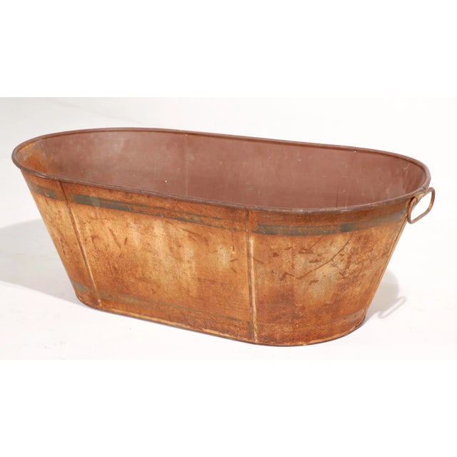 Brown Antique Country Wash Basin With Traces of Old Paint For Sale - Image 8 of 8