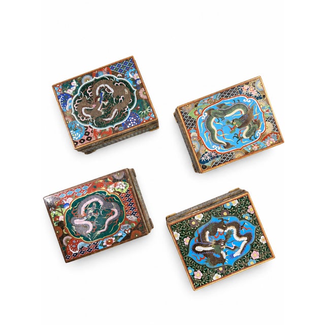 Blue Japanese Cloisonne Enamel Dragon Trinket Box Attributed to Inaba, Meiji For Sale - Image 8 of 12