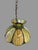 Mid 20th Century Vintage Green, Lotus, Slag Glass Hanging Lamp Light Fixture For Sale - Image 5 of 12