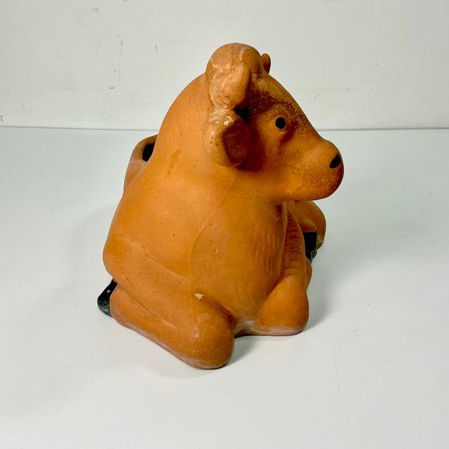 Late 19th C. English Country Boho Chic Farmhouse Large Terra Cotta Cow Planter. For Sale - Image 9 of 18