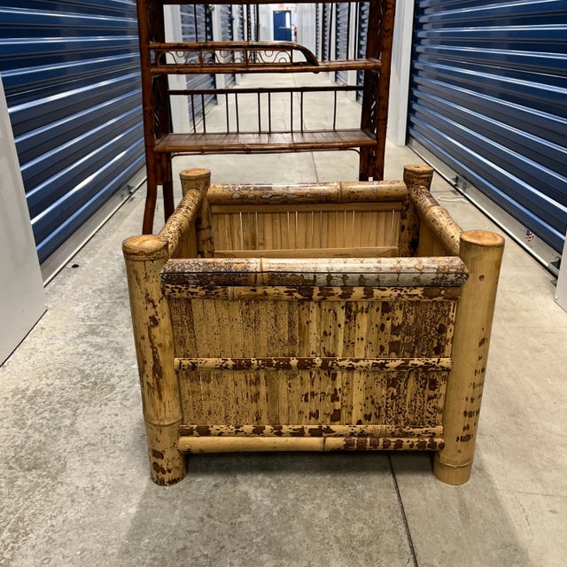 Large square rattan bamboo planter. Suitable for indoor use.