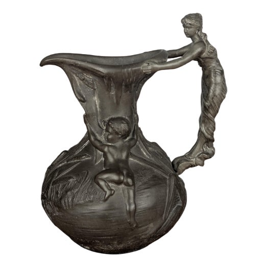 Art Nouveau Pewter Pitcher by Henri Huppé, 1890 For Sale