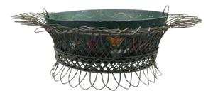 French Tole Hand Painted Mid-19th-Century Cachepot Planter With Wire Basket