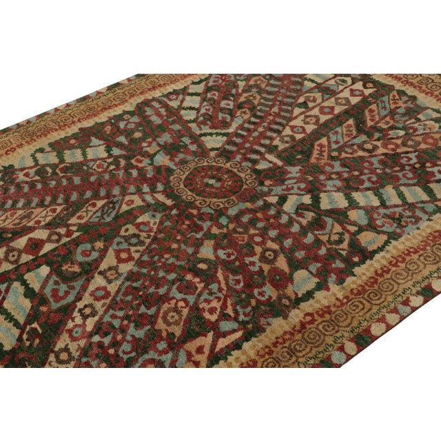 2010s Tribal Style Rug in Red, Green Geometric Pattern and Beige Border by Rug & Kilim For Sale - Image 5 of 7