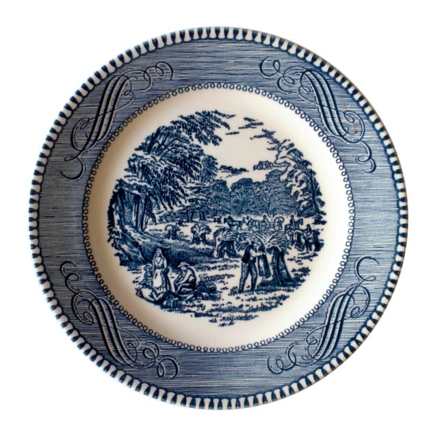 These vintage transferware dinner plates are perfect for serving food or displaying. The Currier & Ives collection is an...