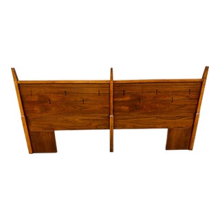 Mid-Century Modern Lane Tuxedo Walnut King Headboard For Sale