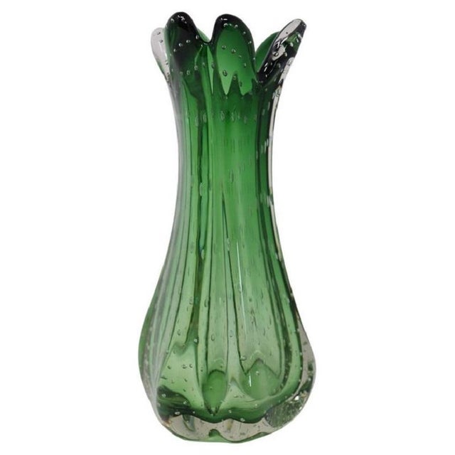 Italian Vase in Green Murano Art Glass, 1960s For Sale - Image 11 of 11