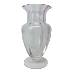 1930s Tiffin Attributed Soft Pink Optic Panel Footed Vase