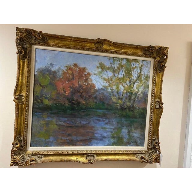 Impressionist Plein Air Impressionist Painting by Philips. Hand Carved solid wood frame. Very reminiscent of Monet....