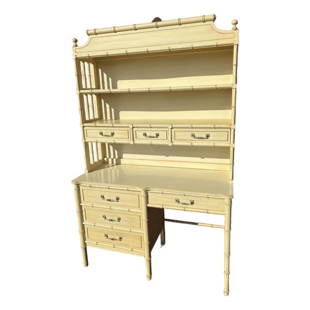 Hollywood Regency Henry Link Bali Hai Desk With Hutch Topper For Sale
