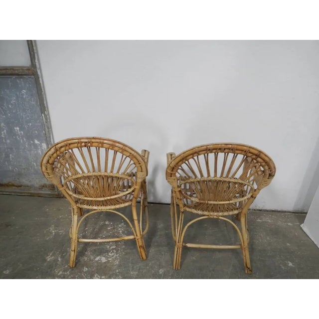 Wood Rattan Garden Seating, 1970s, Set of 4 For Sale - Image 7 of 12