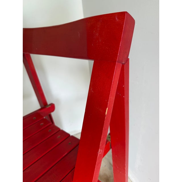 Mid-Century Modern Red Folding Chair For Sale - Image 4 of 9