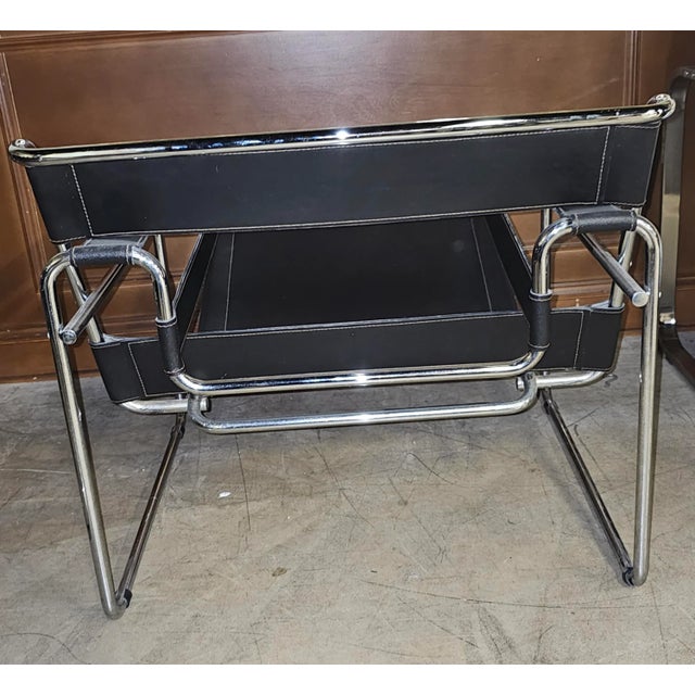 Pair Marcel Breuer Chrome Metal and Leather Wassily Style Lounge Chairs For Sale - Image 10 of 10