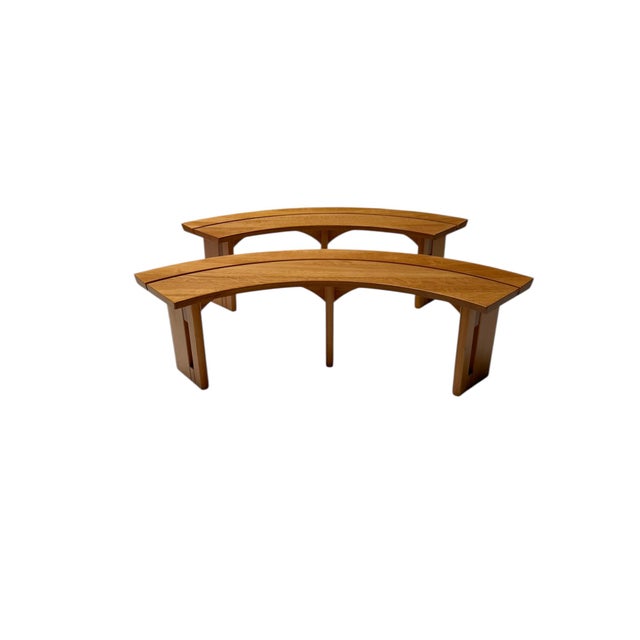 Curved Benches S38A by Pierre Chapo for Ebenisterie Seltz, France, 1970s, Set of 2 For Sale - Image 8 of 12