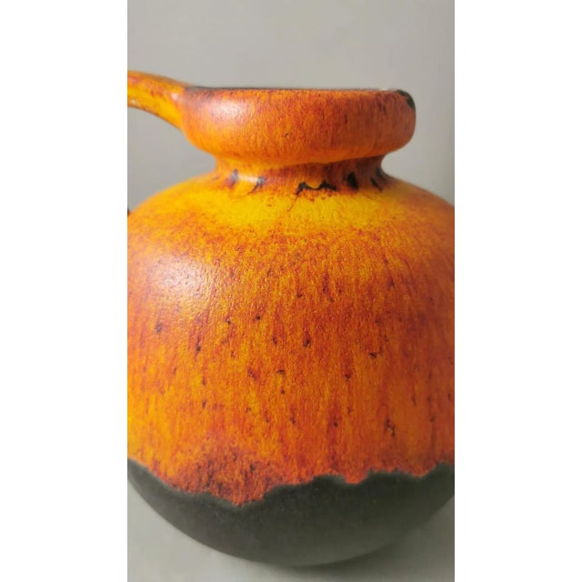 Ceramic Vintage Fat Lava German Jug With Colored and Glazed Ceramic Handle For Sale - Image 7 of 12