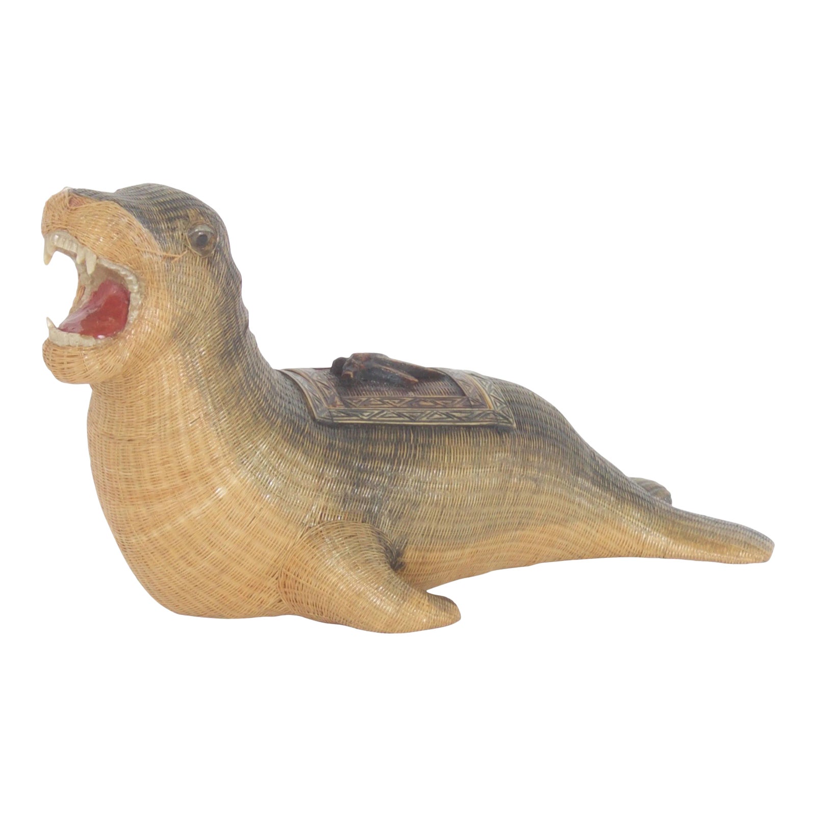 Vintage Wicker Seal Box Chairish