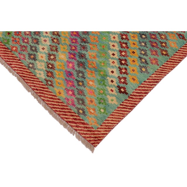 Shabby Chic Balochi Blue/Red Wool Rug - 3'4''x5'0'' For Sale - Image 4 of 11