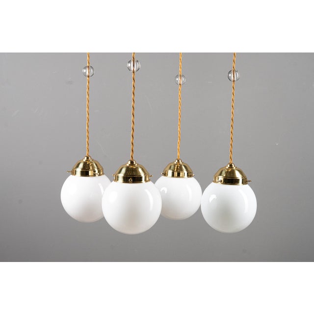 Art Deco Chandelier with Opal Glass Shades, Vienna, 1920s For Sale - Image 9 of 18