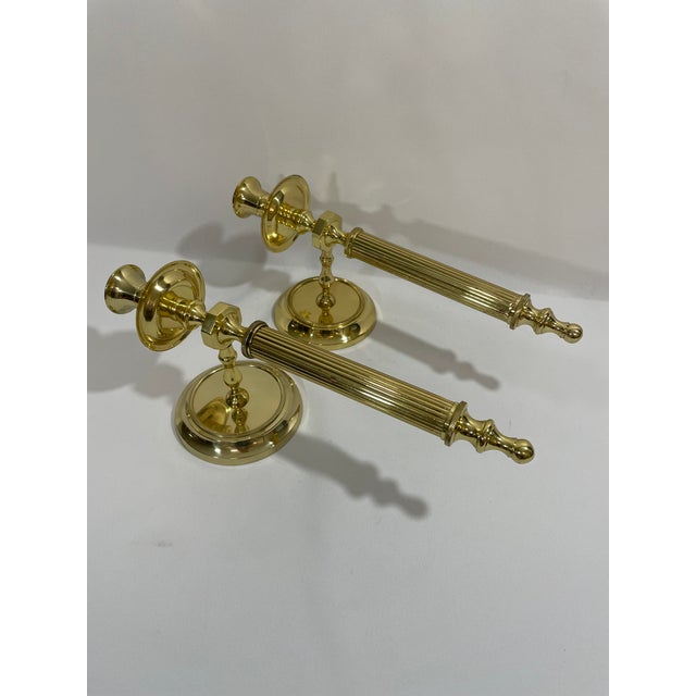 Vintage Brass Neoclassical Style Candle Wall Sconces - A Pair For Sale - Image 14 of 18