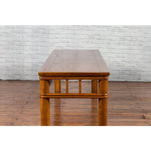 Chinese Chinese Late Qing Dynasty Low Table with Pierced Apron and Pillar Strut Motifs For Sale - Image 3 of 13