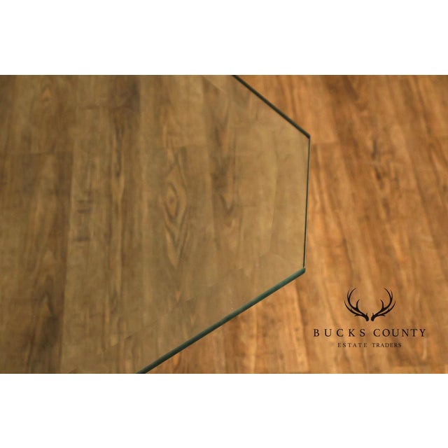 Chinese Chippendale Style Glass Top Mahogany Dining Table For Sale - Image 14 of 18