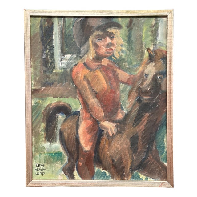 Ebbe Höglund, Horse Rider, 1950s, Oil on Canvas, Framed For Sale